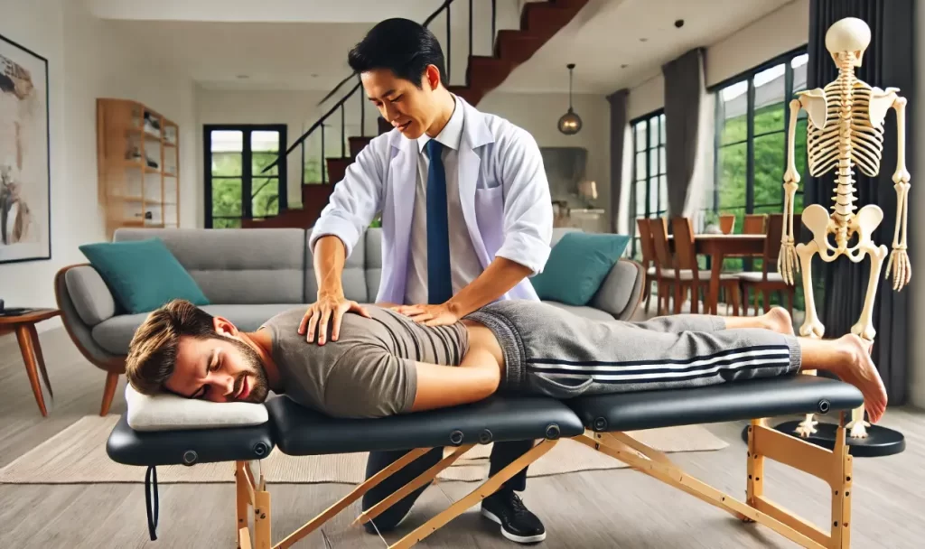 Expats in Phnom Penh receiving customized back pain treatment at home