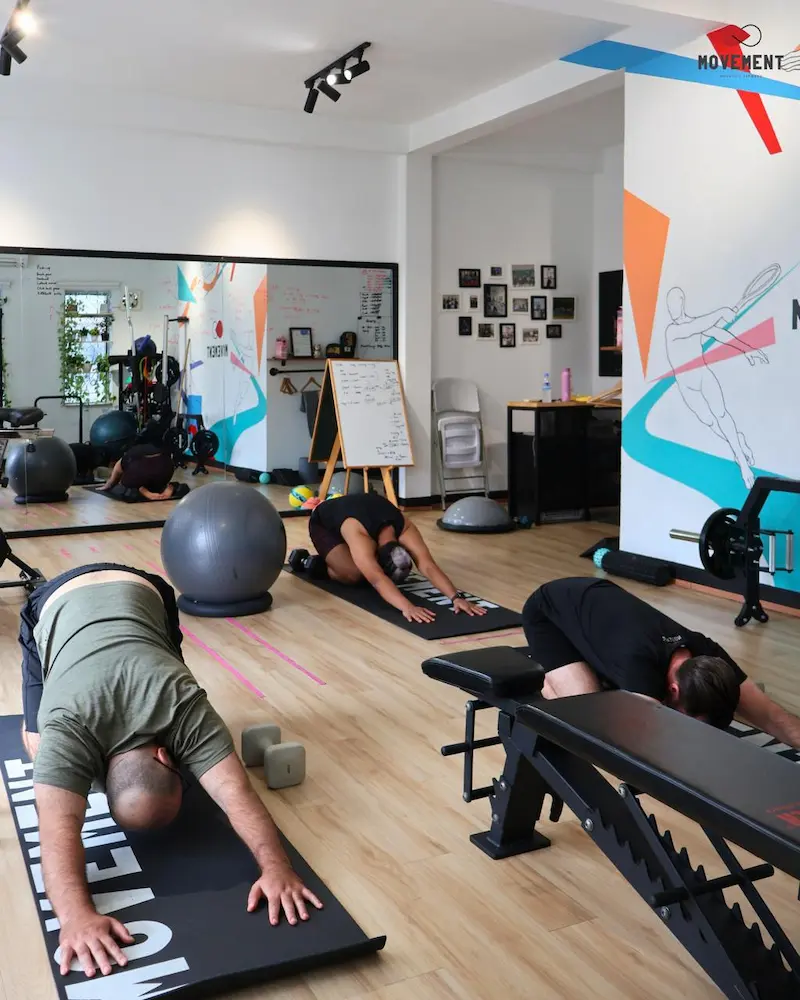 Expats participating in a physio-led small group fitness class at Movement Physiotherapy and Fitness in Phnom Penh
